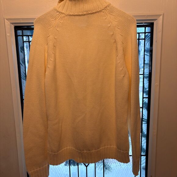 Lands' End Cotton Cable Knit Cardigan Sweater‎ Women's Size XL Yellow 839577. - Picture 5 of 16